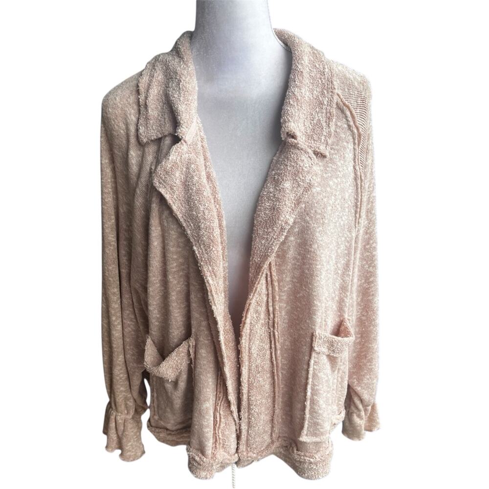 Free people Fp beach Mara Cardi light jacket nwt large taupe terry cardigan